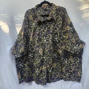 Vintage 6X Mens Hwy1 Hawaiin Shirt Short Sleeve Wooden Button Front Lightweight